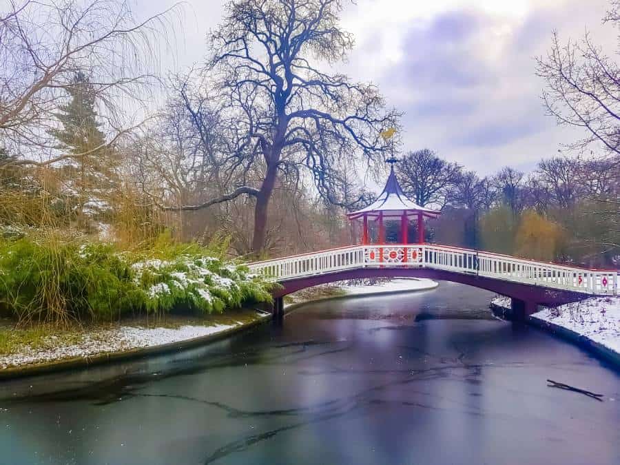 Small bridge in park zone of Copenhagen 