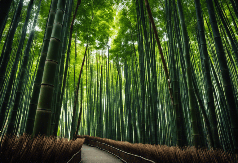 An image capturing the enchanting allure of Arashiyama Bamboo Forest